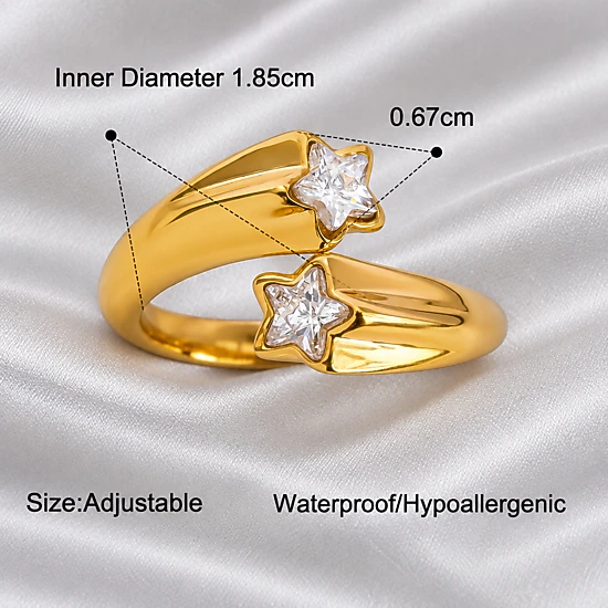 DressAtR Women's Gold Plated Pentagram Star Open Ring, Color: Gold ...
