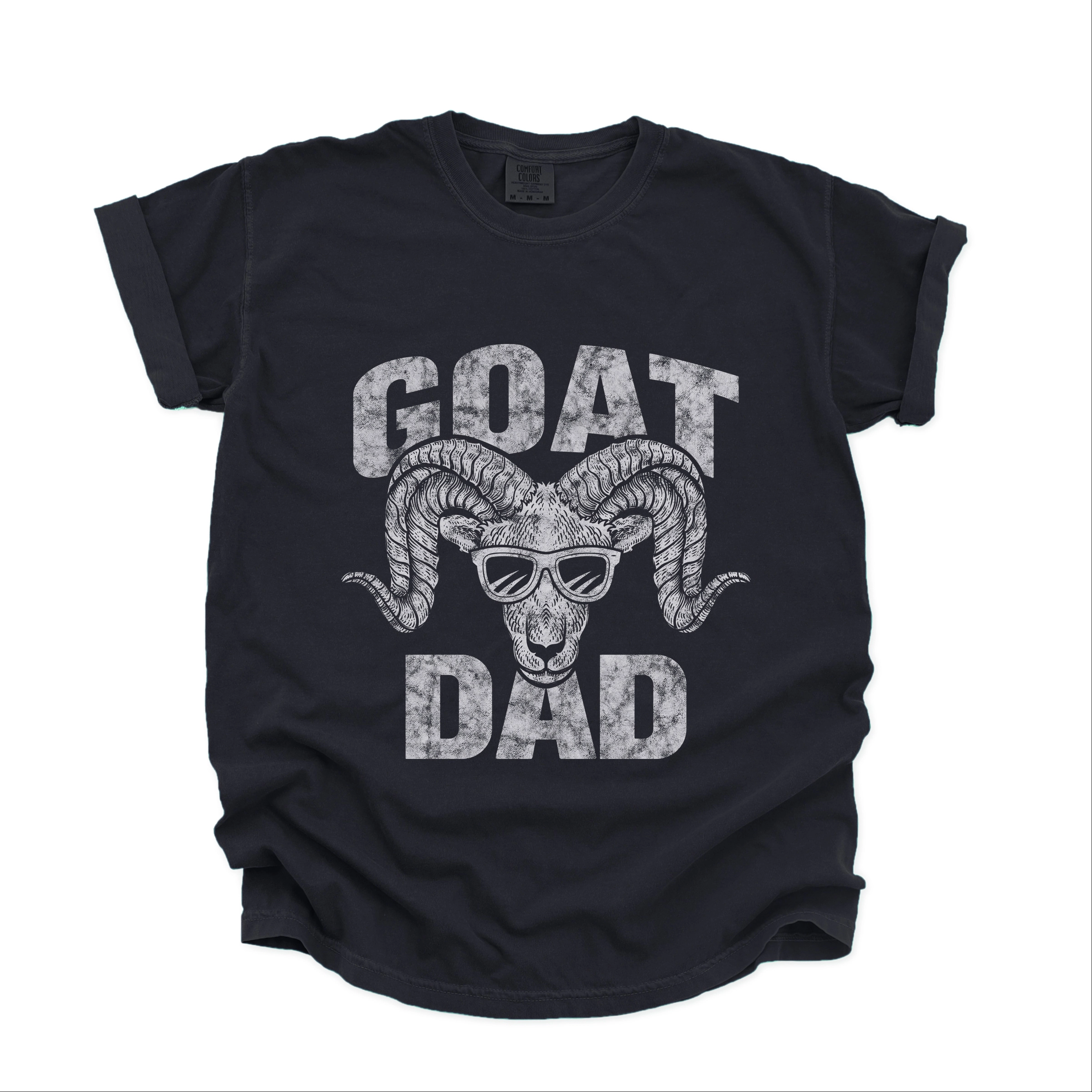 Simply Sage Market - Goat Dad Distressed Men's Garment Dyed Graphic T-Shirt