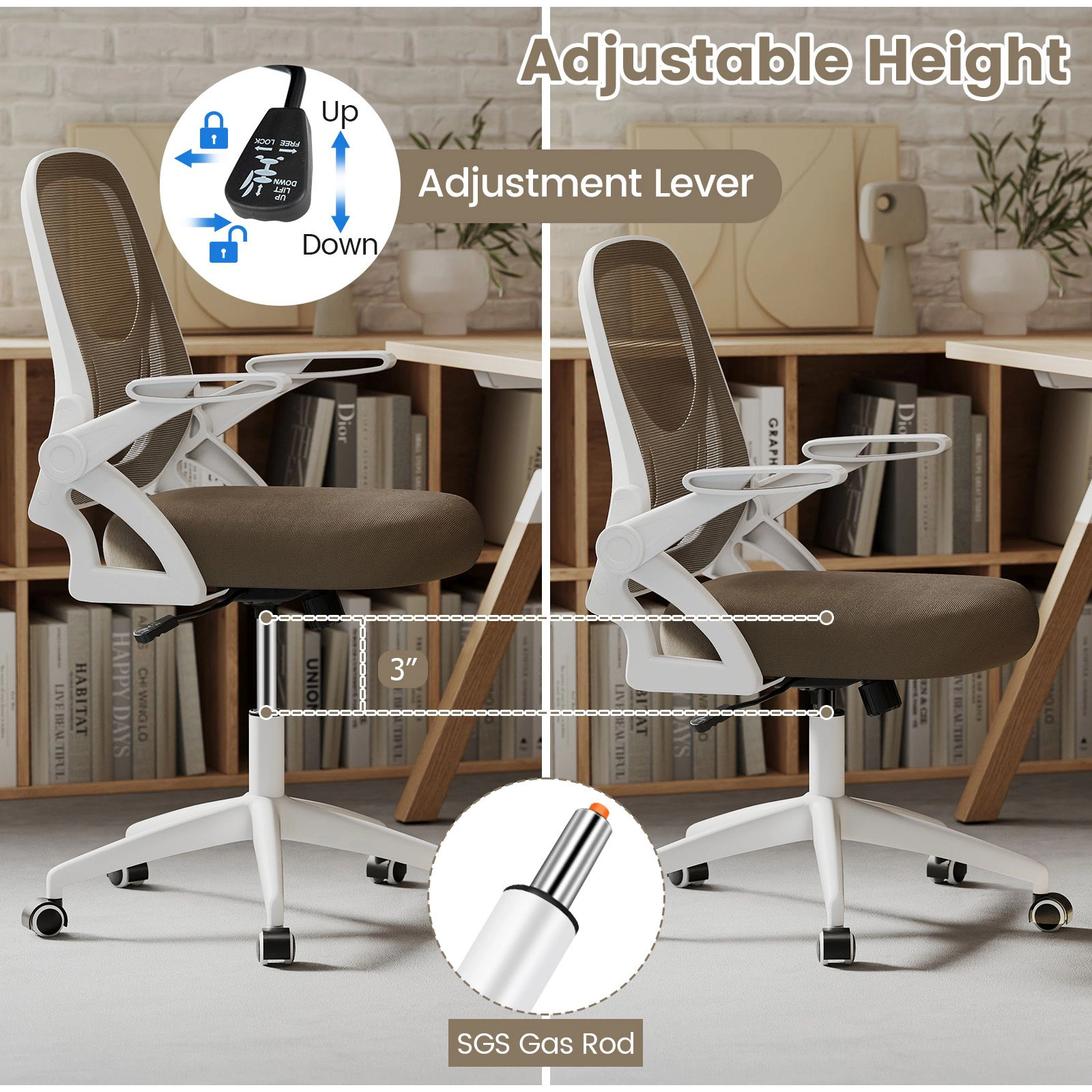 SlickBlue Ergonomic Office Chair with Mesh Back and Flip Arms