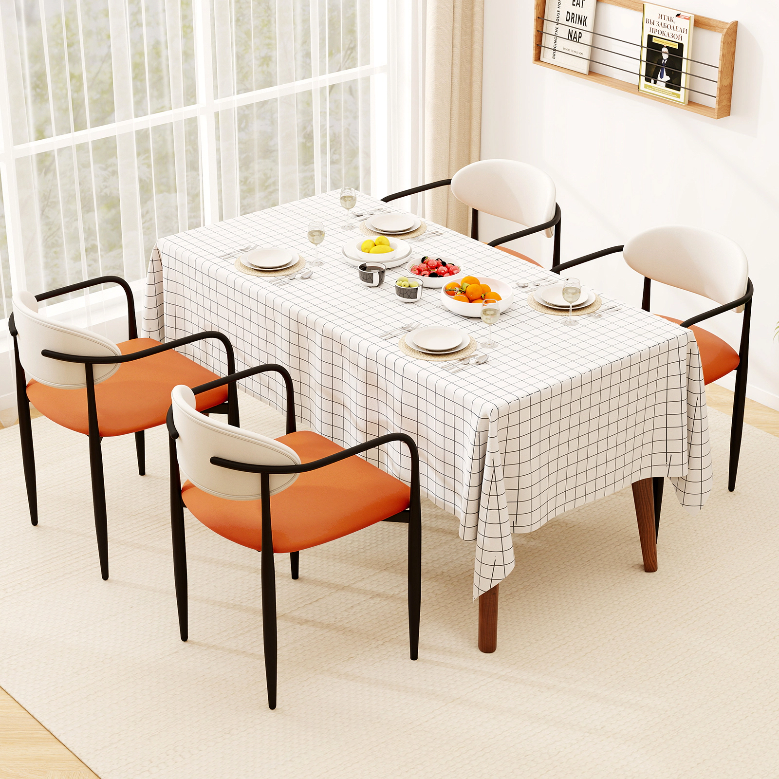 LJG Modern Dining Chairs Set of 2 with Padded Seat and Curved Back