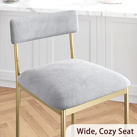 BebreezChic Upholstered Counter-Height Bar Stools Set of 2,GRAY, Color ...