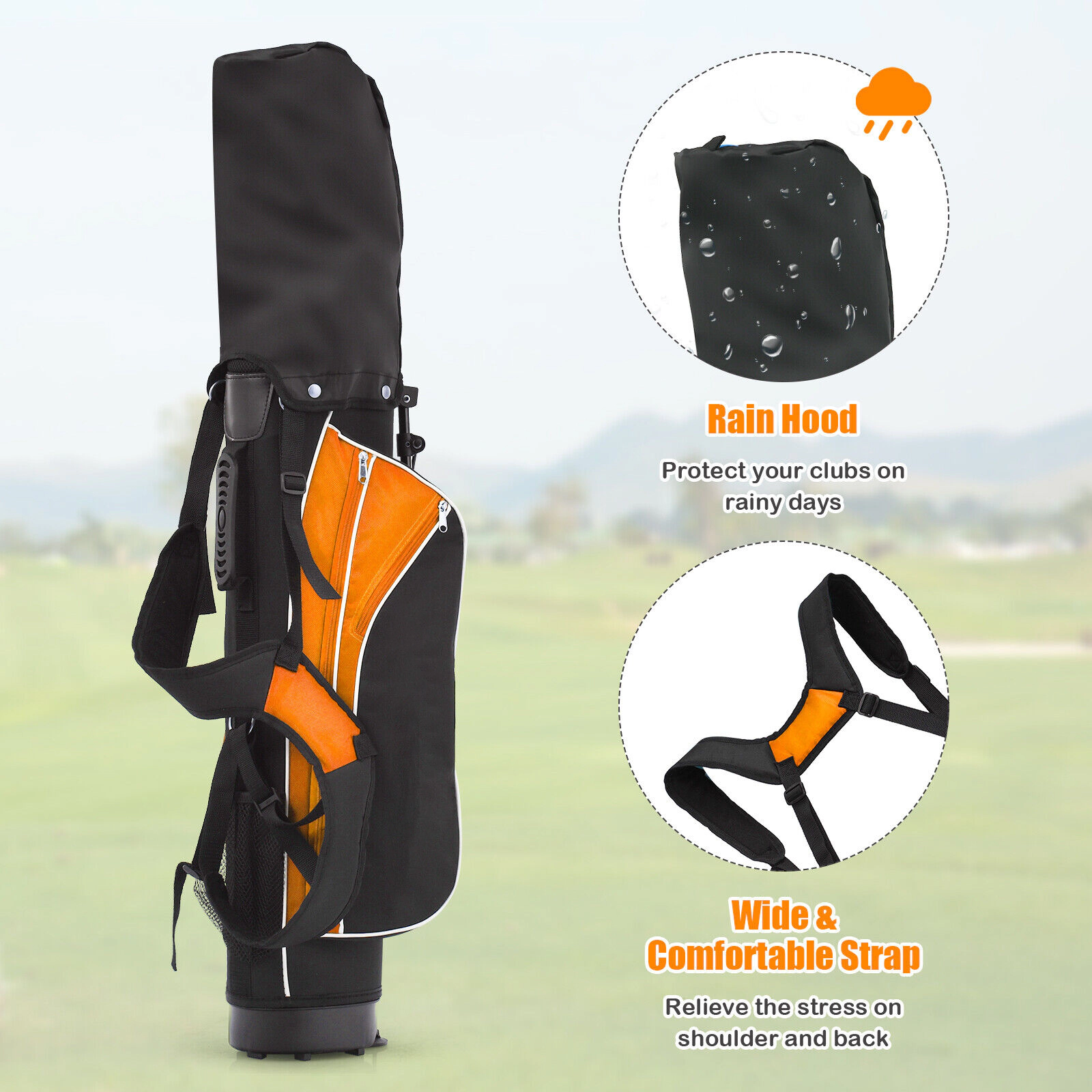SUGIFT Junior 5-Piece Fiberglass and Steel Golf Club Set with Stand Bag Ages 8-10 6-lb Blue/Yellow
