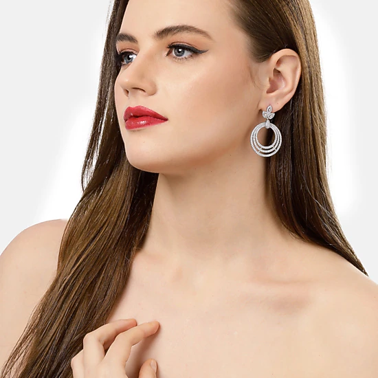 AGP PARIS Womens Gleaming Cluster Drop Earrings