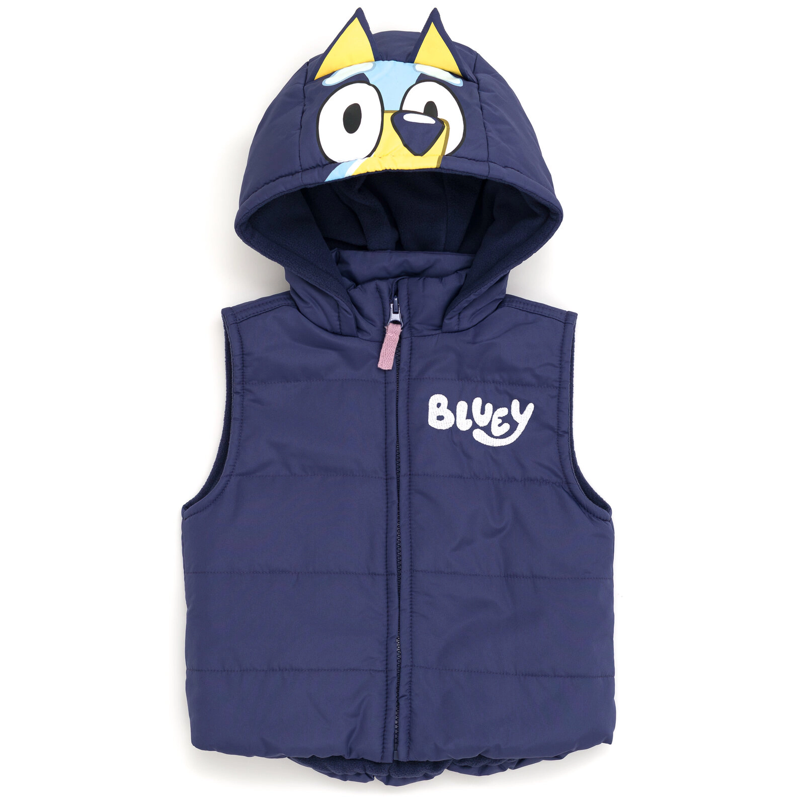 Bluey Girls' Zip-Up Hooded Vest, Tee and Pants Set