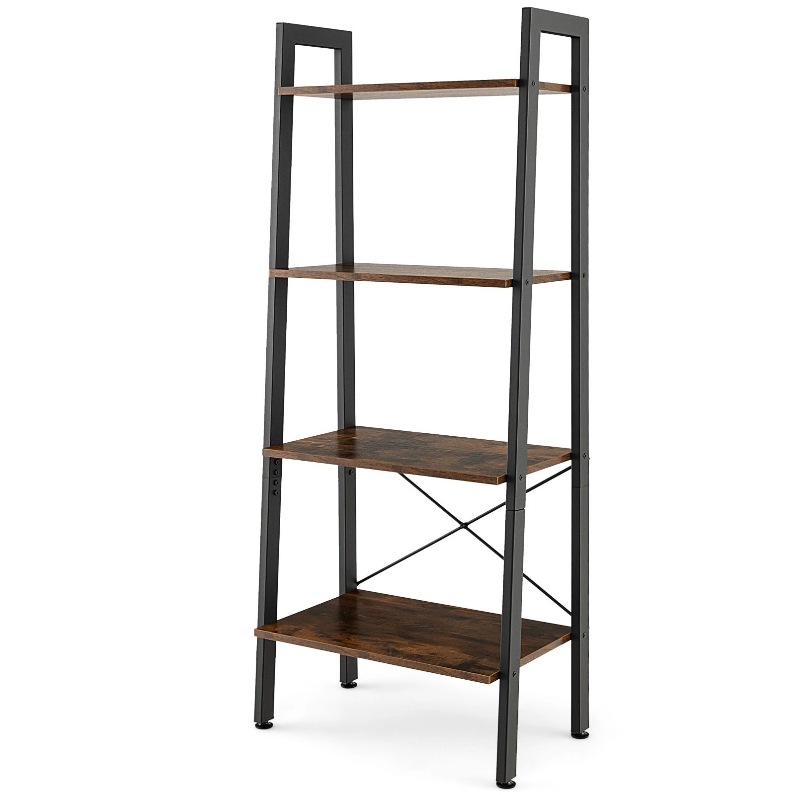 SlickBlue Modern 4-Tier Storage Shelf with Metal Frame and Wood