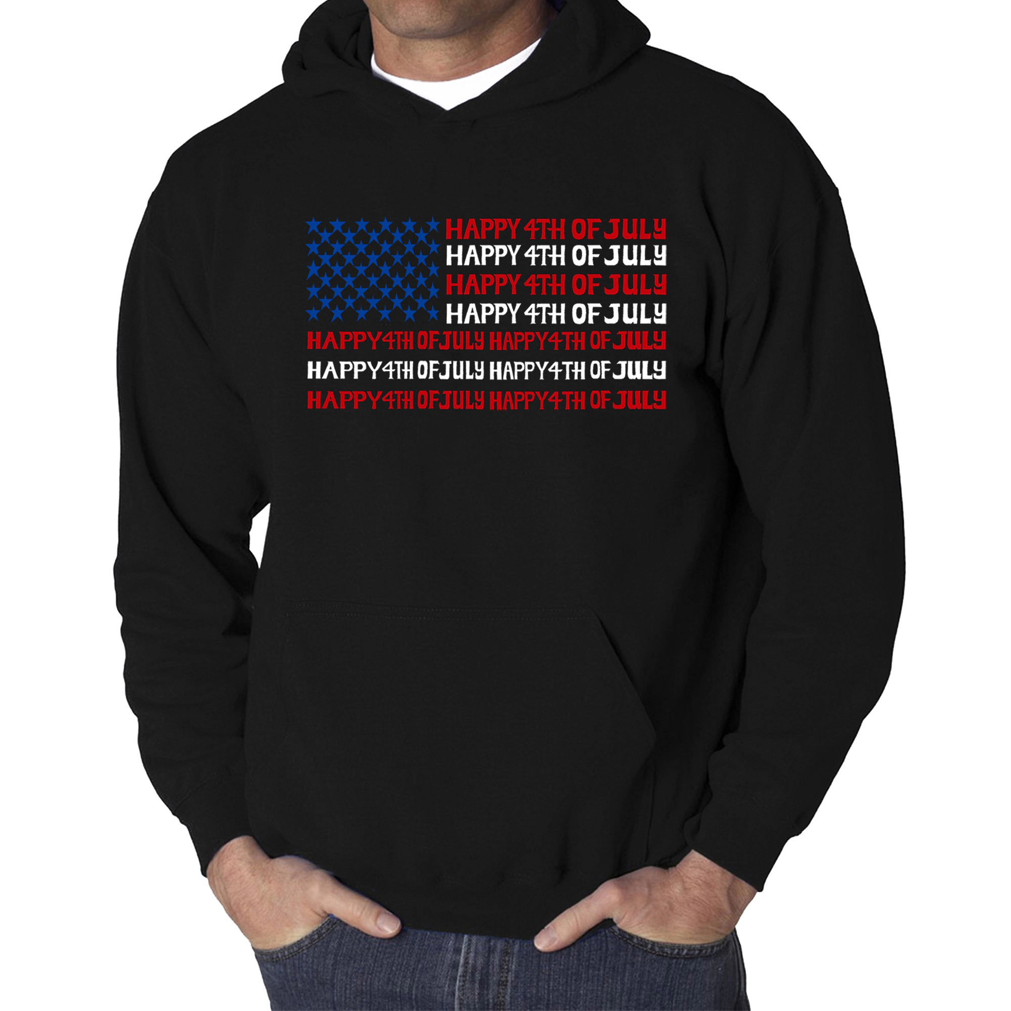 LA Pop Art Happy 4th of July - Men's Word Hooded Sweatshirt