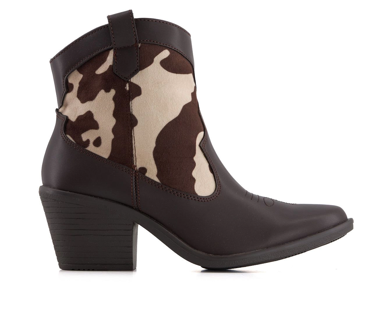 Andrea Womens Western Cow Pattern Booties