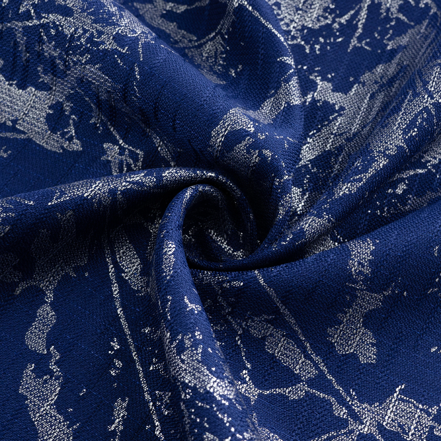 RT Designers Collection Brighton Foil Jacquard Polyester Window Curtain Grommet Panel 52" x 84" Navy