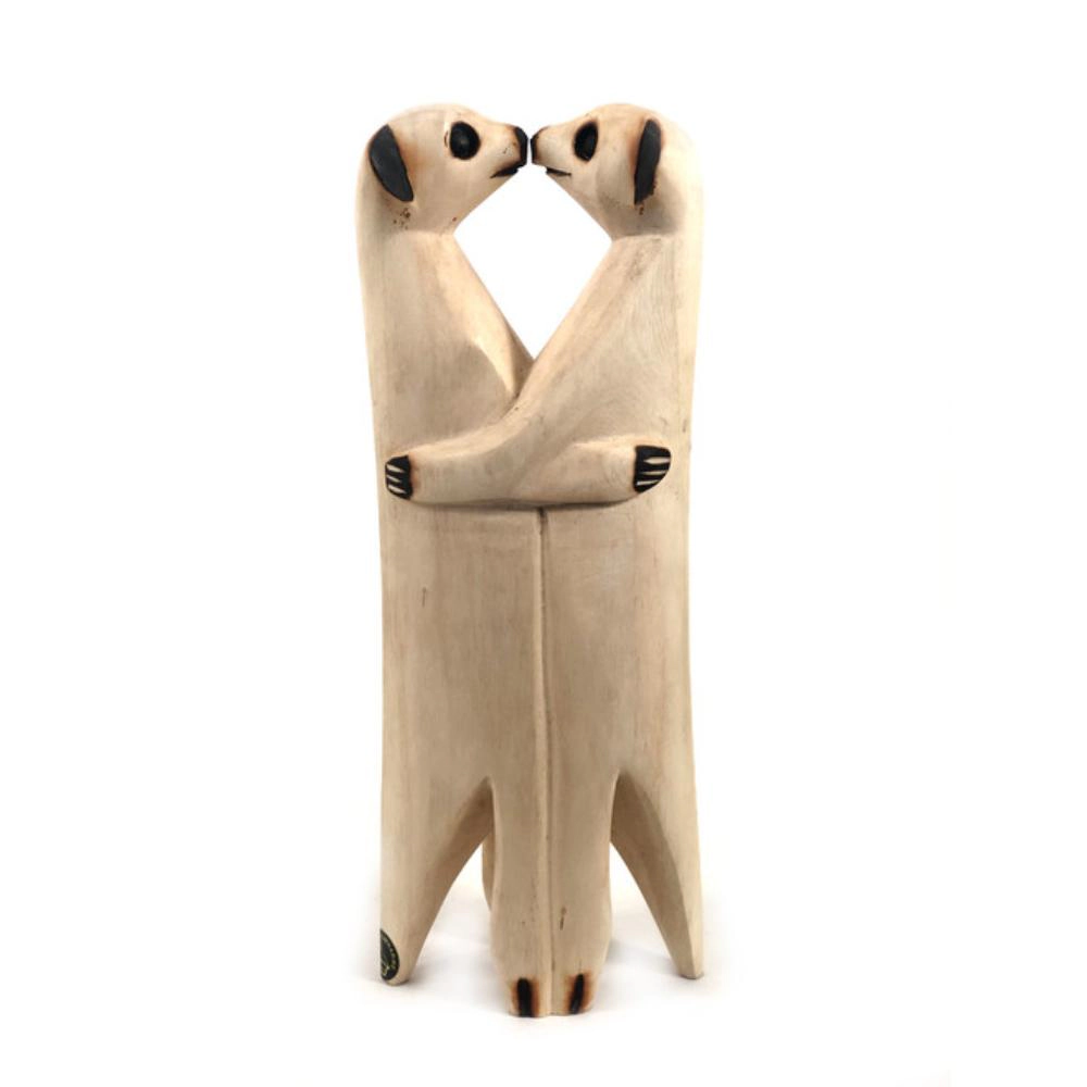 Mbare Hand Carved Standing Meerkat Lovers Pair