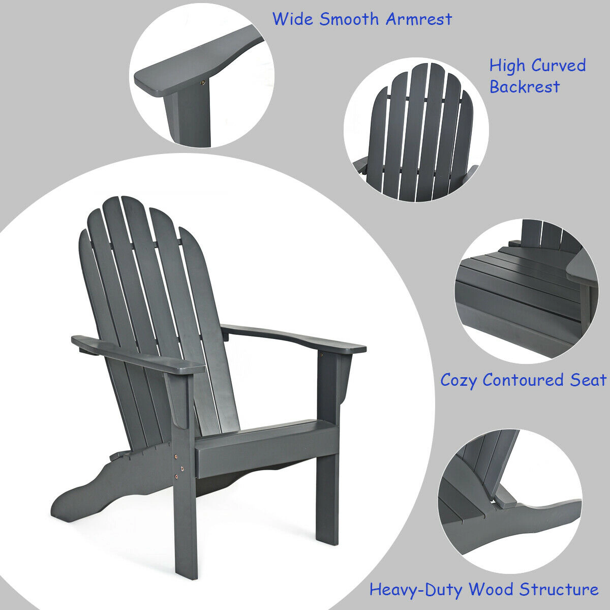 Hivvago Ergonomic Patio Chair Crafted with Durable Acacia Wood
