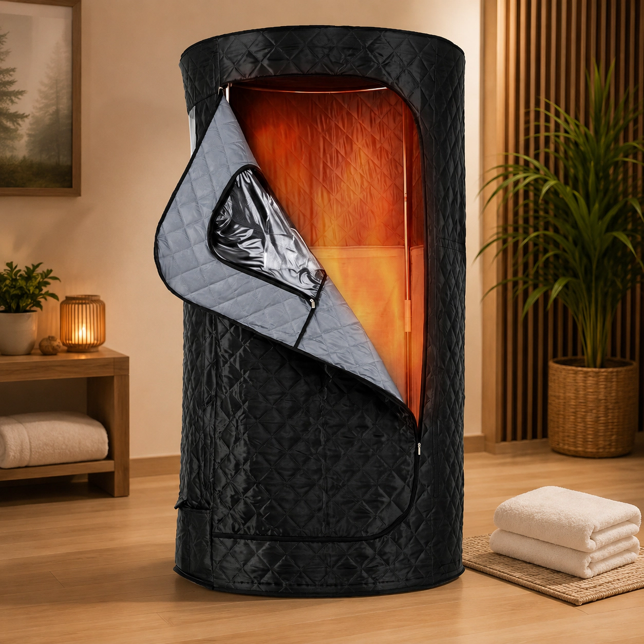 SUGIFT Far Infrared Portable Sauna Box with Heated Foot Pad 6 Temperature Levels and 9 Timer Settings