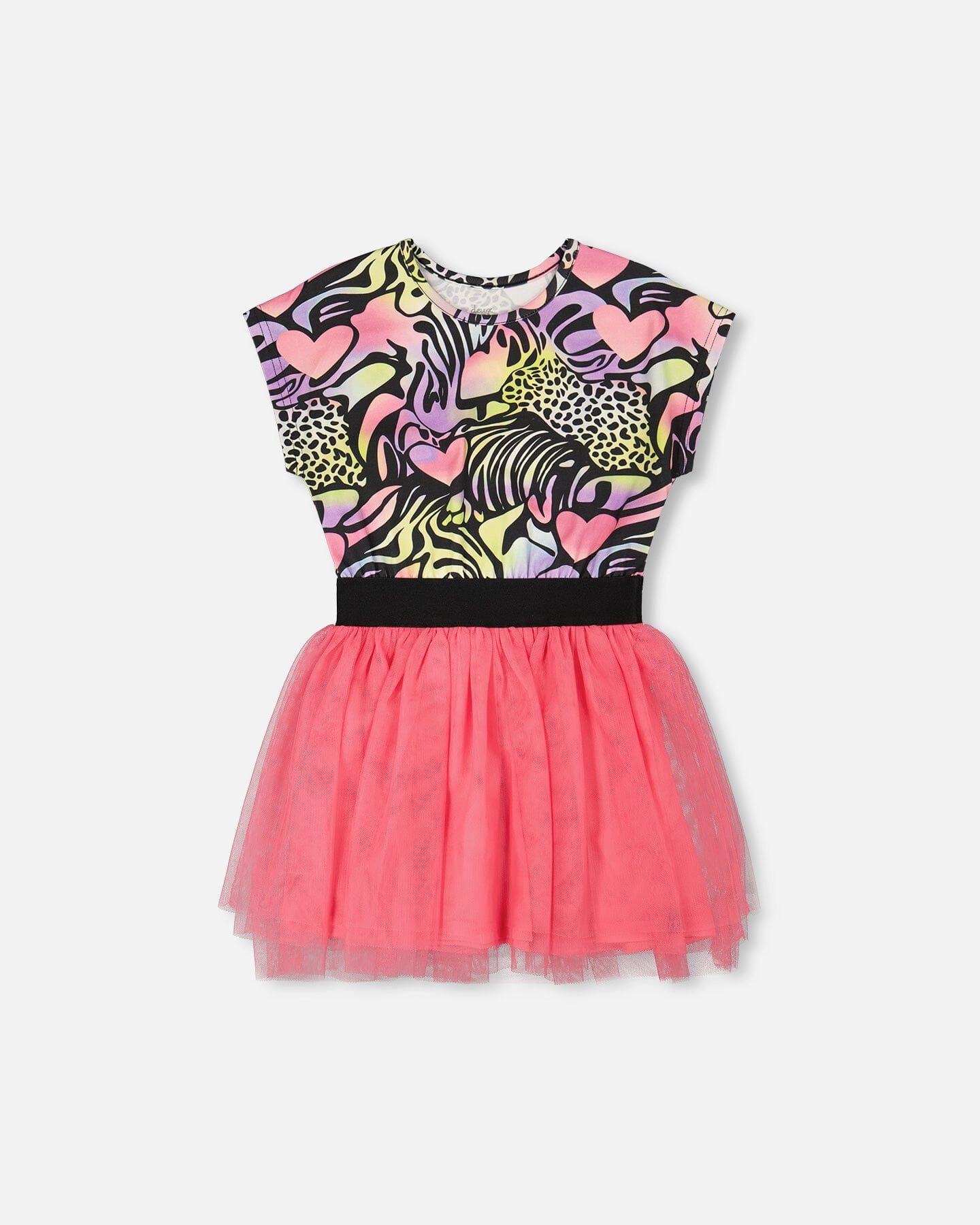 Deux par Girls Bi-Material Animal and Heart Print Dress
