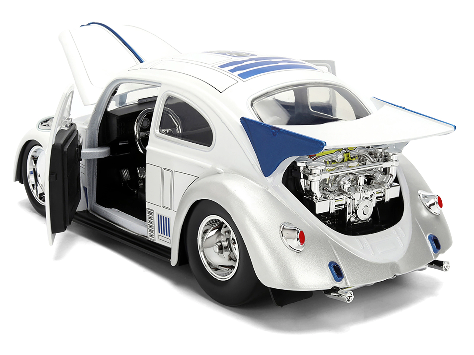 Jada 1959 Volkswagen Drag Beetle White with Graphics and R2-D2 Figure "Star Wars" Franchise "Hollywood Rides"