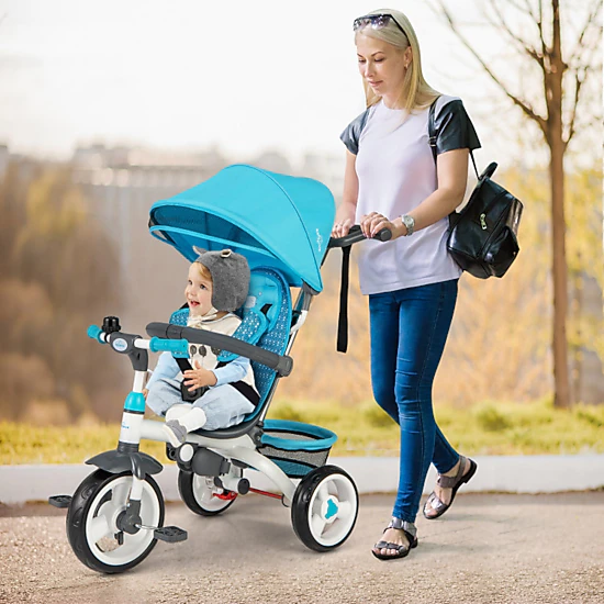 Hivvago 4-in-1 Detachable Baby Stroller Tricycle with Round Canopy