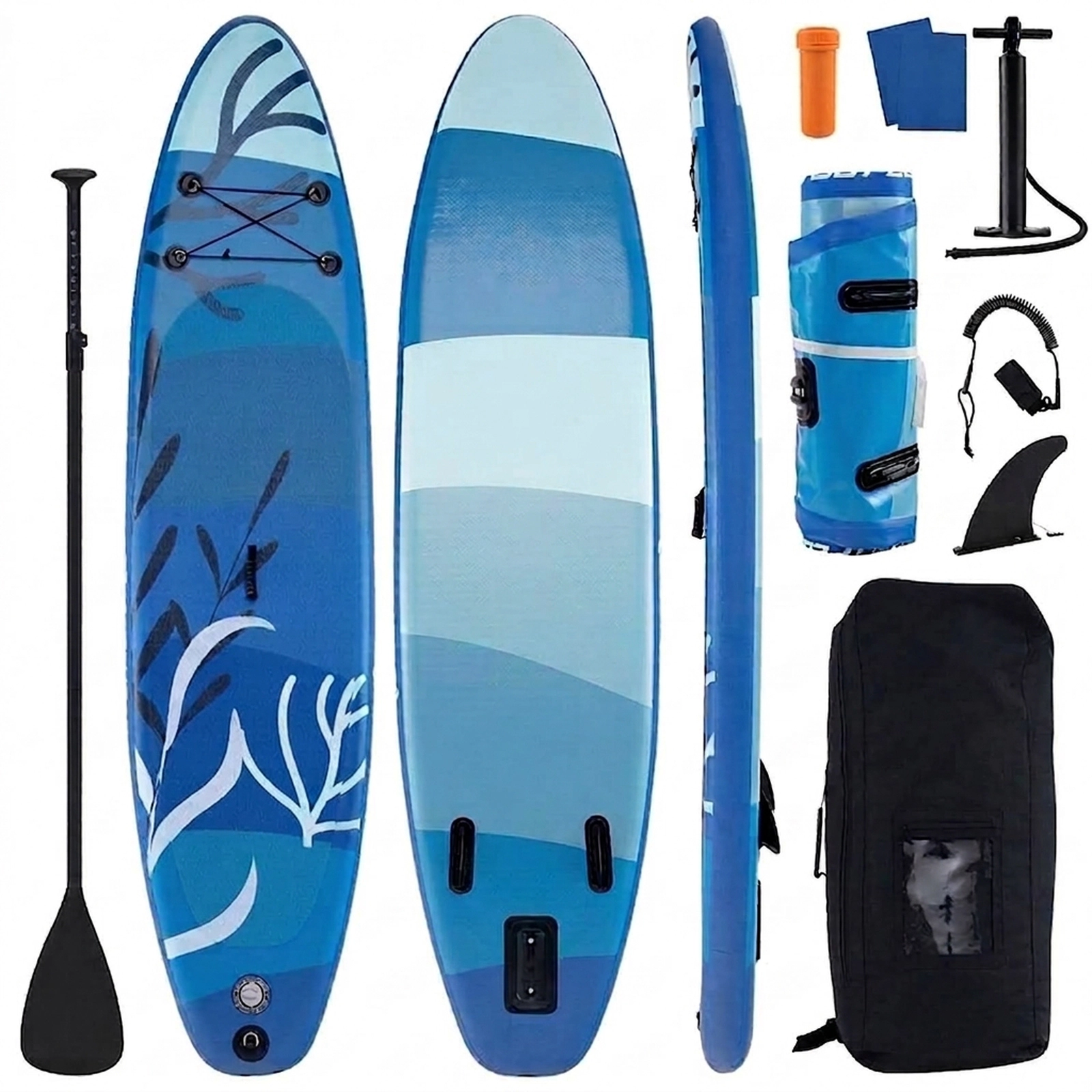 SUGIFT 11-ft 350-lb Capacity Inflatable Stand Up Paddle Board with Triple Fins Hand Pump and Backpack