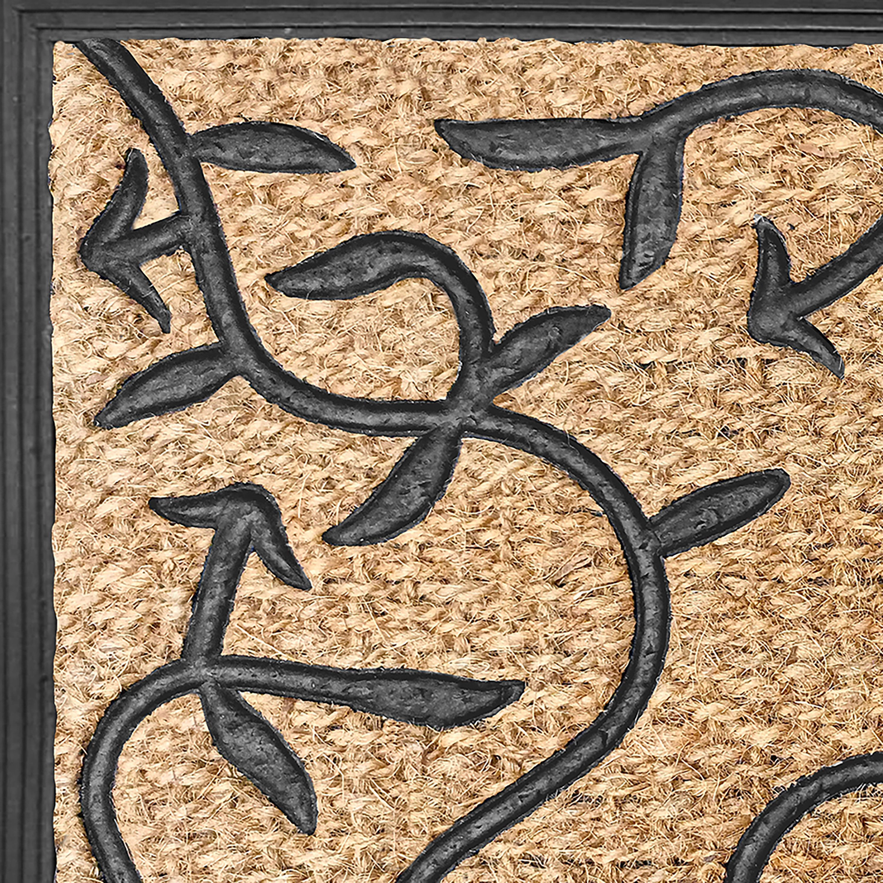 Kate Aurora Ironwork Scroll Designed Coir Bristled Outdoor All Season Welcome Mat With Rubber Trim - 18"x30"