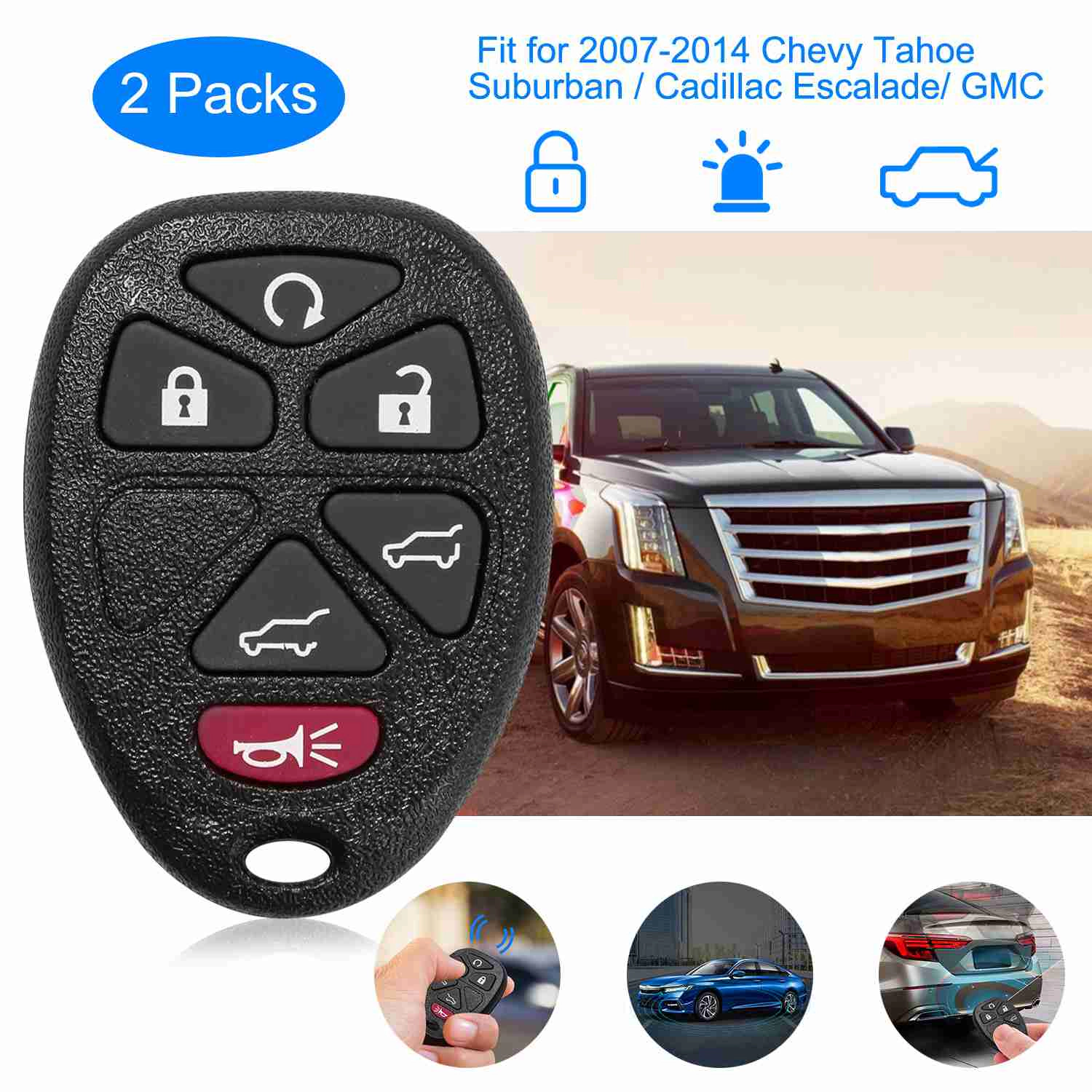 GBruno 2-Pc Keyless Entry Remote Key Fob For Chevy