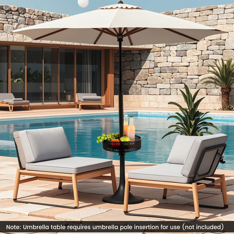 Hivvago Patio Umbrella Table Tray Adjustable With Storage And Umbrella Poles