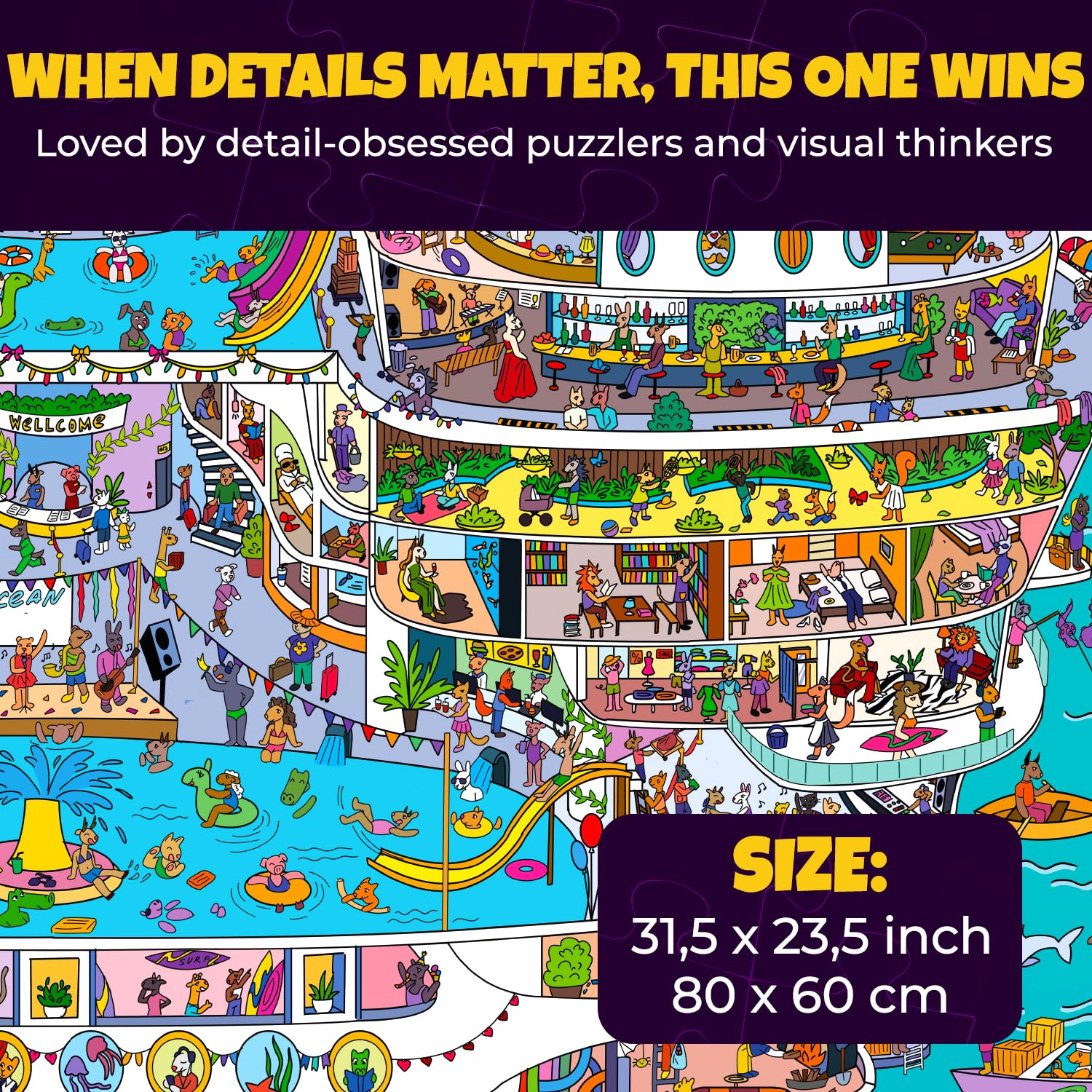 QUOKKA 1000-Piece Jigsaw Puzzles for Adults – Cruise Vistas, Galactic Tails, Knightly Cats Premium Box, Extra Fun Challenges