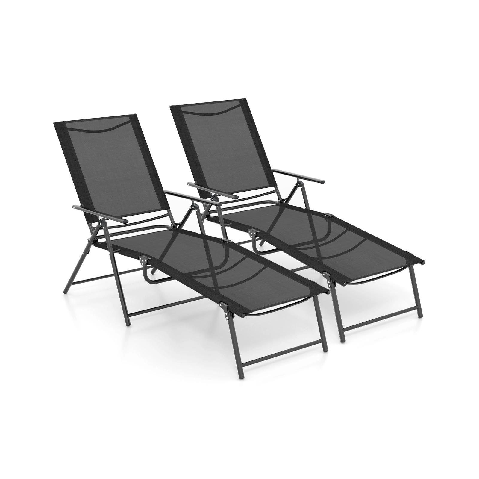 Hivvago 2 Piece Patio Folding Chaise Lounge Chairs Recliner with 6-Level Backrest