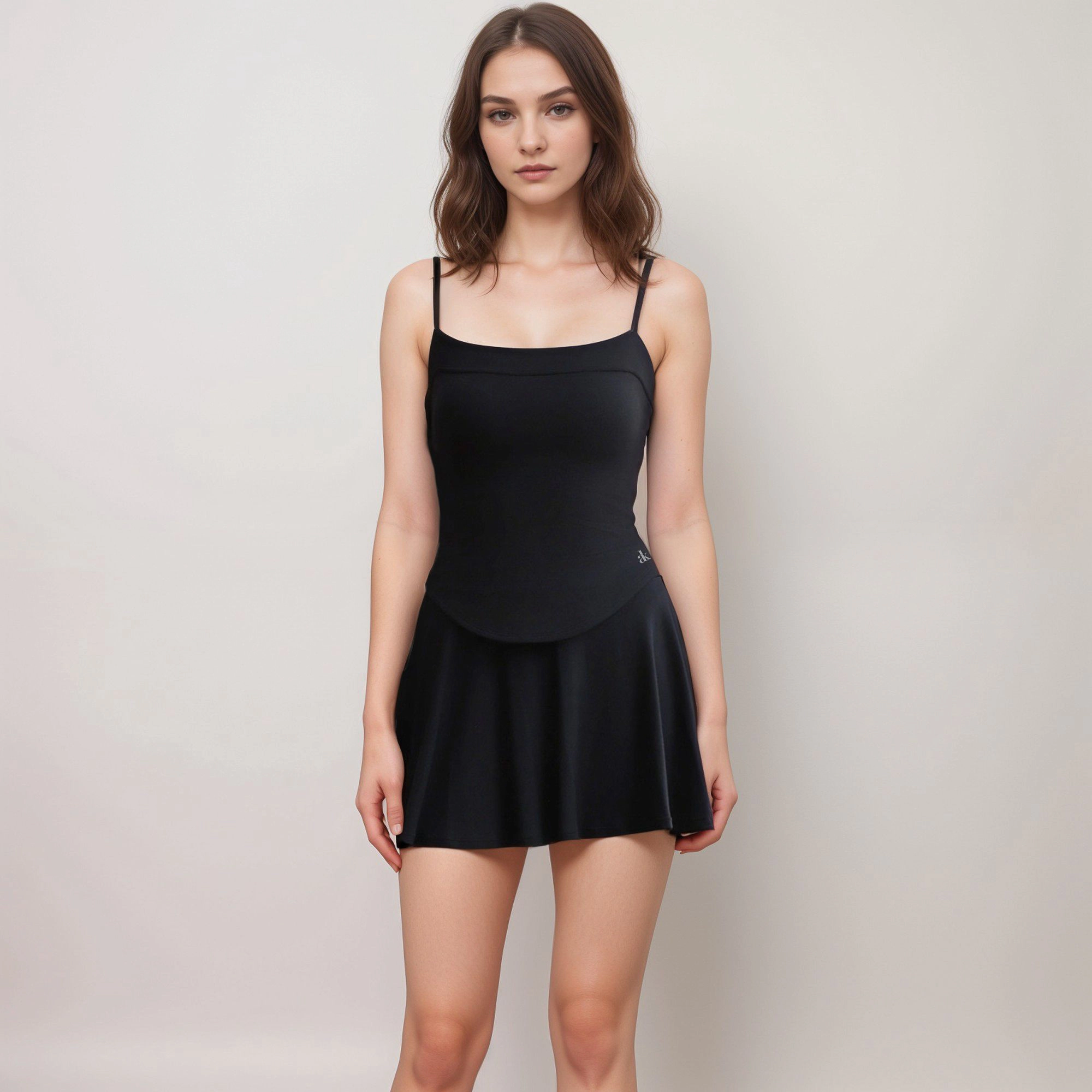 Anna-Kaci Women's Fitted Spaghetti Strap Asymmetrical Hem Tank Top with Seam Detail
