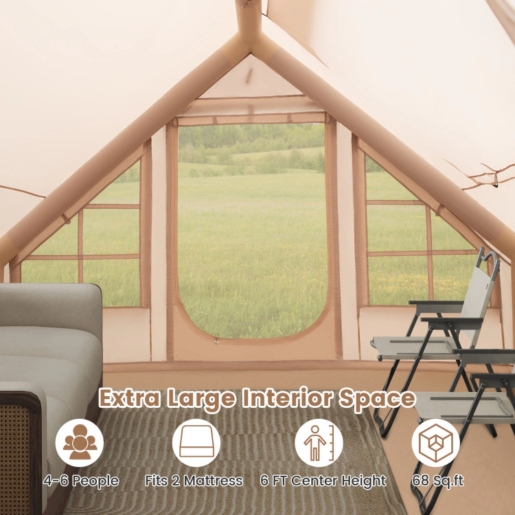 SUGIFT Beige 4 to 6 Person Inflatable Camping Tent with Removable Vestibule Skylight and Carrying Bag