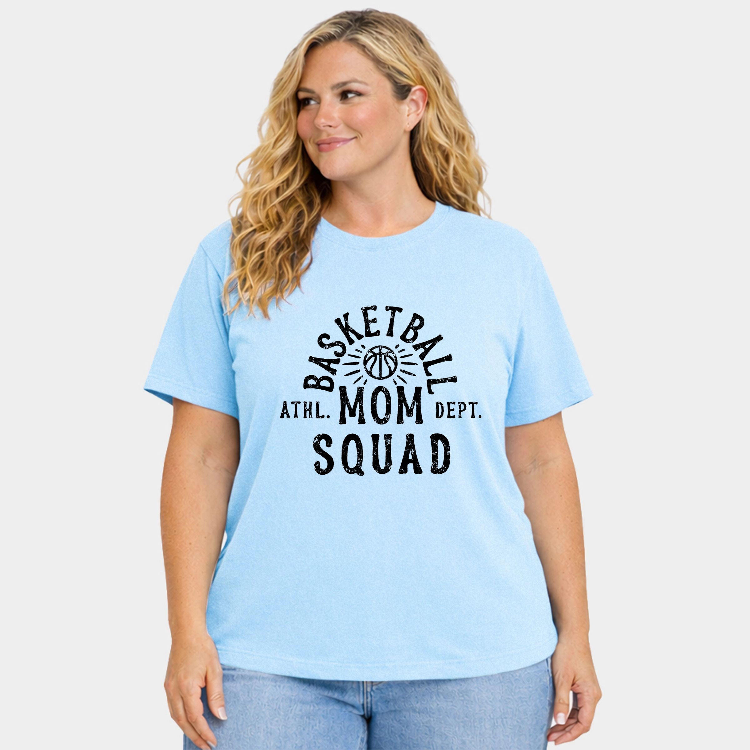 Simply Sage Market - Basketball Mom Squad Women's Plus Sized Garment Dyed Graphic T-Shirt
