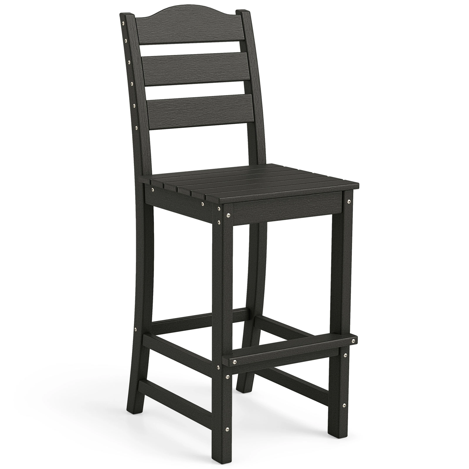 LJG 30 Inches Counter Height HDPE Bar Stool with Backrest and Footrest