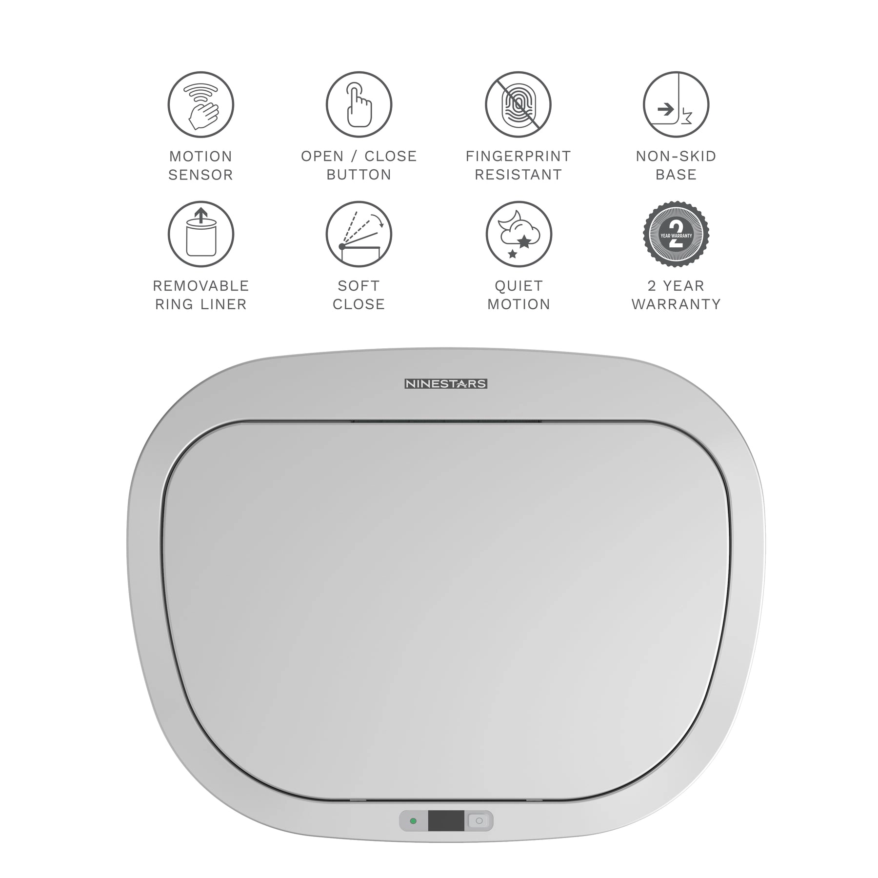 Ninestars D-Shape 21-Gallon Stainless Steel Motion Sensor Trash Can