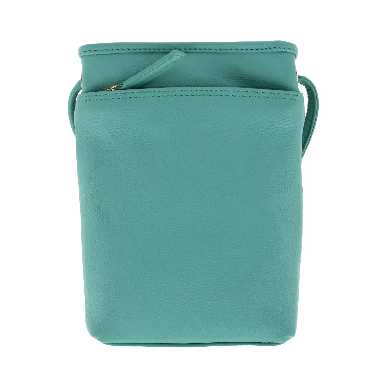 CTM® Women's Pebbled Grain Leather Open Top Mini Crossbody Bag