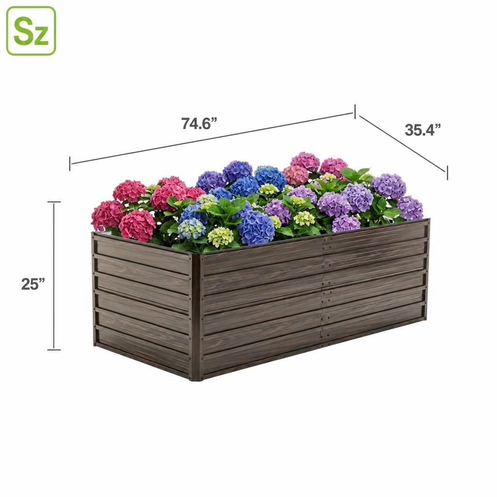 WOW PIONEER Large Rectangular Outdoor Raised Garden Planter Box for Growing Vegetables Flowers and Herbs