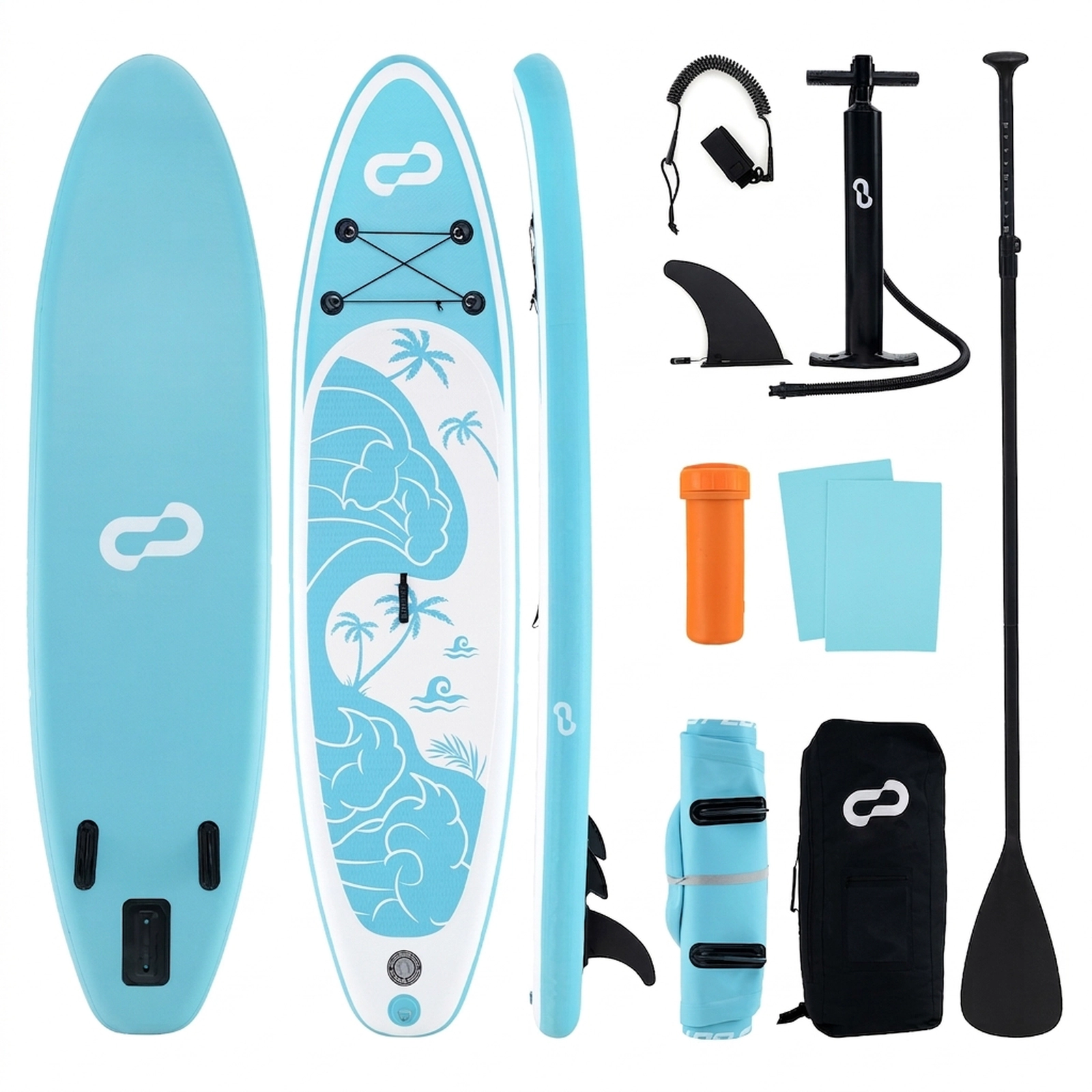 SUGIFT Adult Blue 11-ft Inflatable Paddle Board with Removable Fin and Hand Pump 30-in W 310-lb Rider Capacity