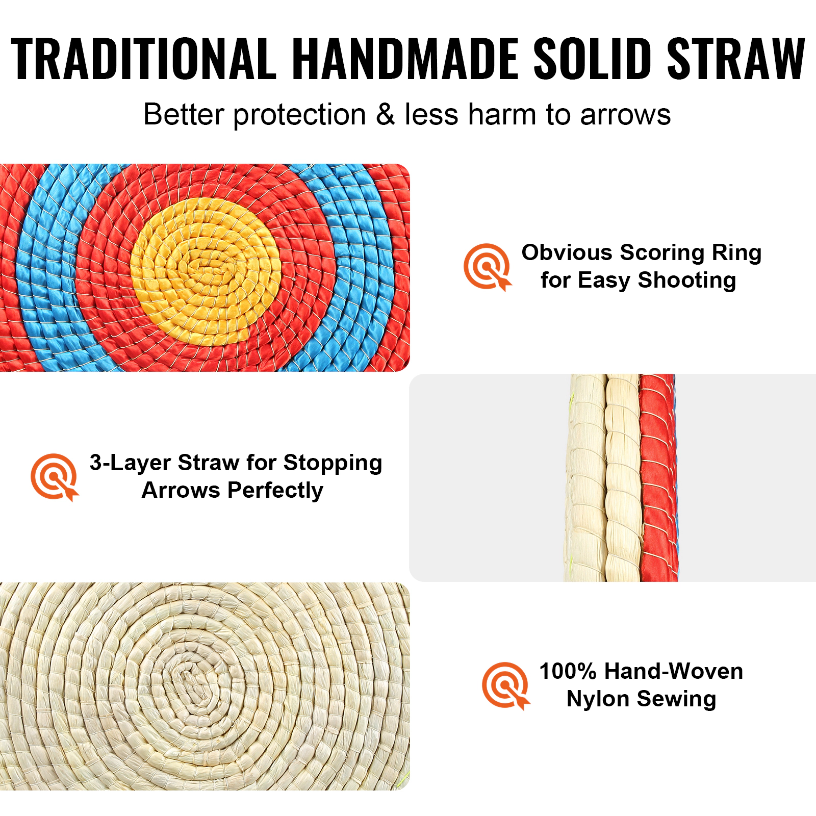 HONGGE Archery Target 20" Arrow Target Traditional Solid Straw Round Archery Target Shooting Bow Hand-Made Arrows