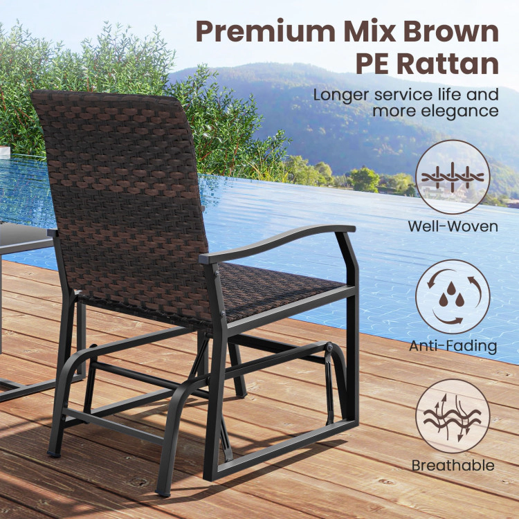 Hivvago 3 Piece Patio Gliding Set With Tempered Glass Coffee Table All Weather
