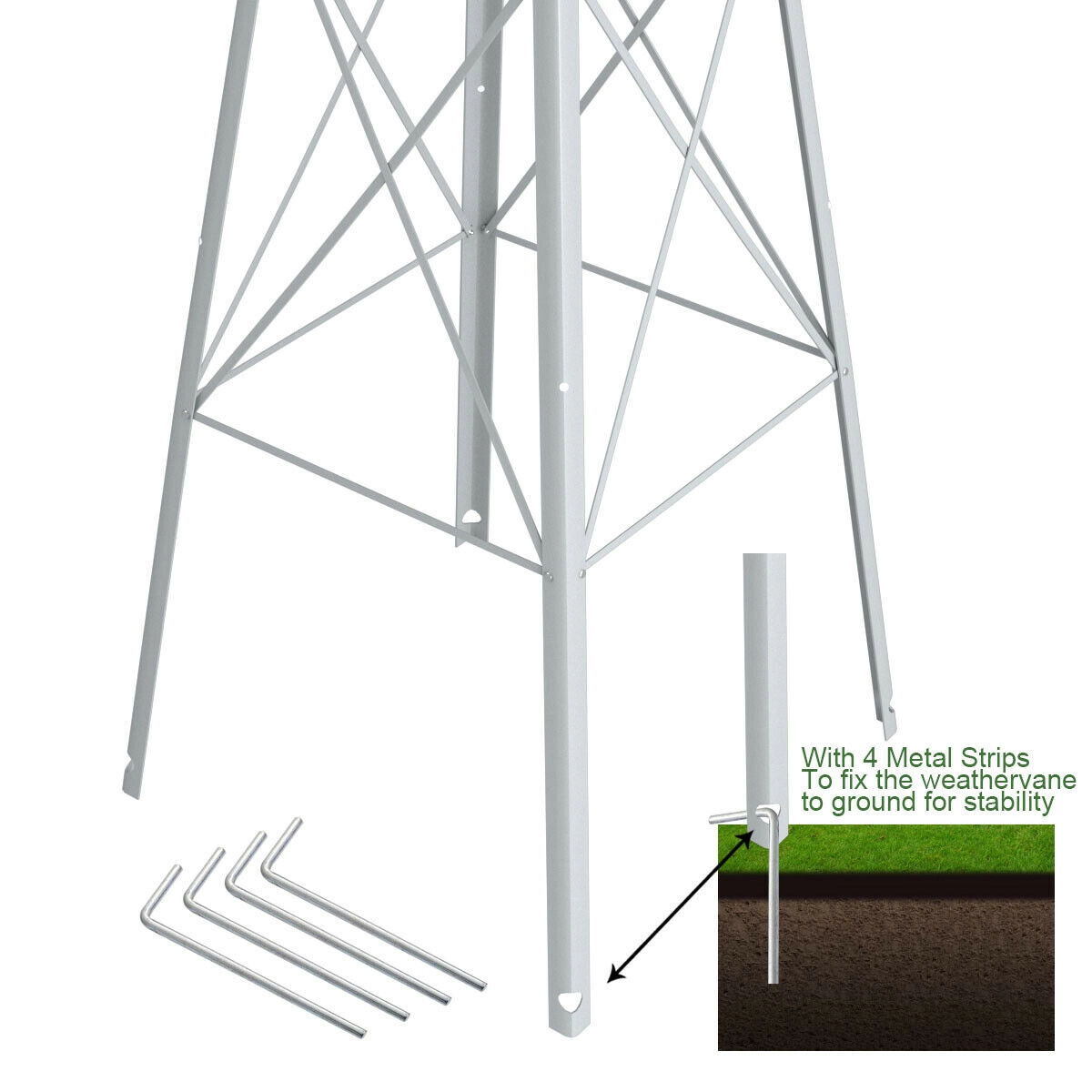 SUGIFT 8-ft Gray Metal Garden Windmill Weathervane with 12 Rotating Blades 26.5-in W 26.5-in D 100-in H