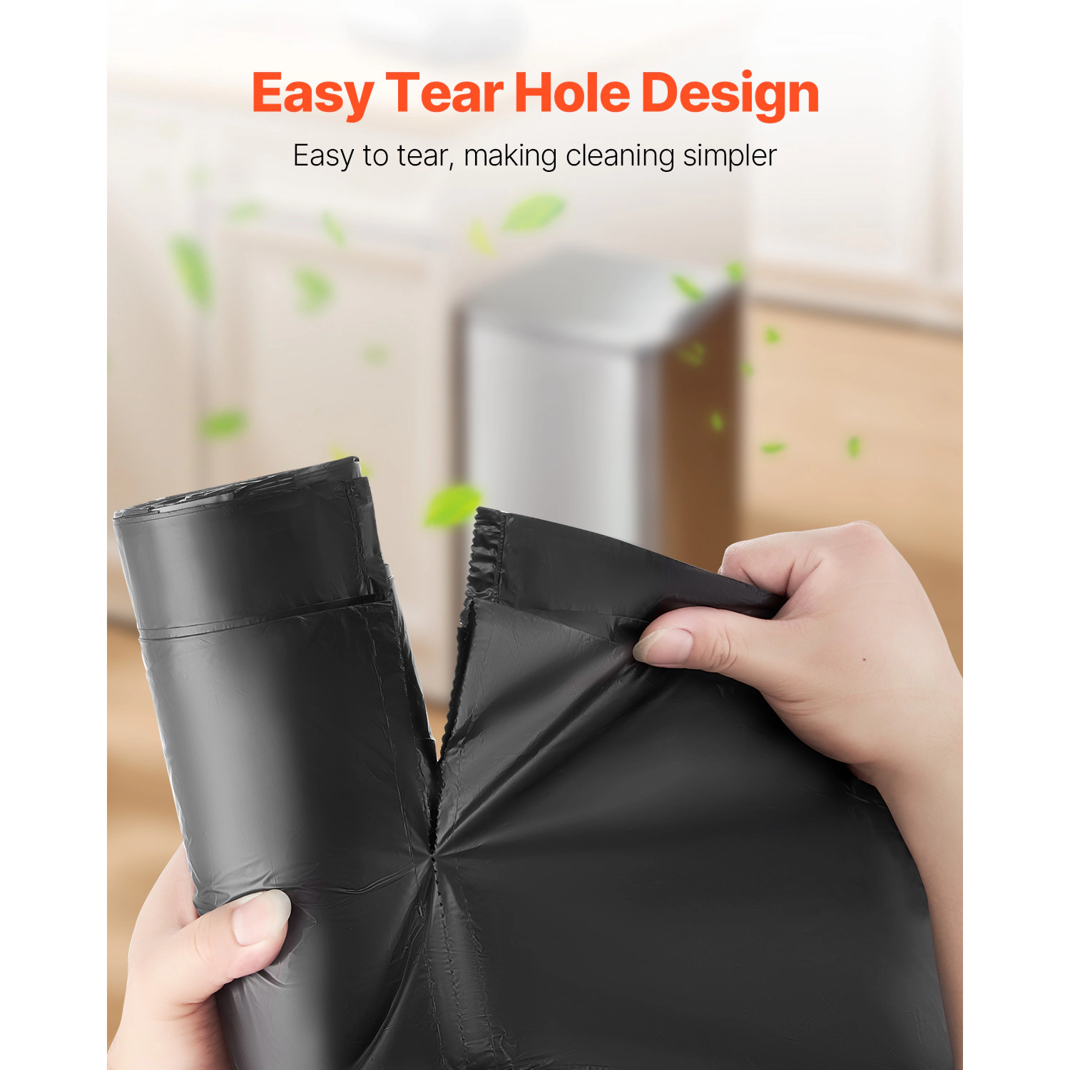 HONGGE 30-Gallon Drawstring Trash Bags, 50 Count Extra Thick Tall Kitchen Garbage Bags, Black