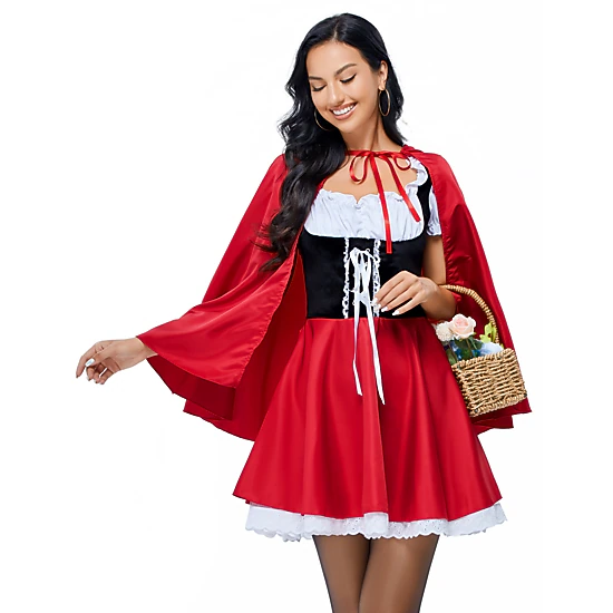 BLUEMING Little Red Riding Hood Costume Women Halloween Party Dress ...