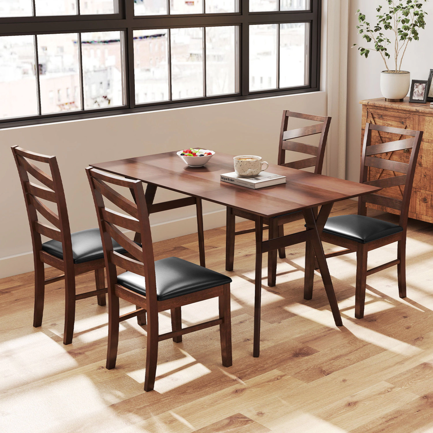 LJG Dining Chairs Set of 2 Kitchen Side Chairs with Rubber Wood Legs