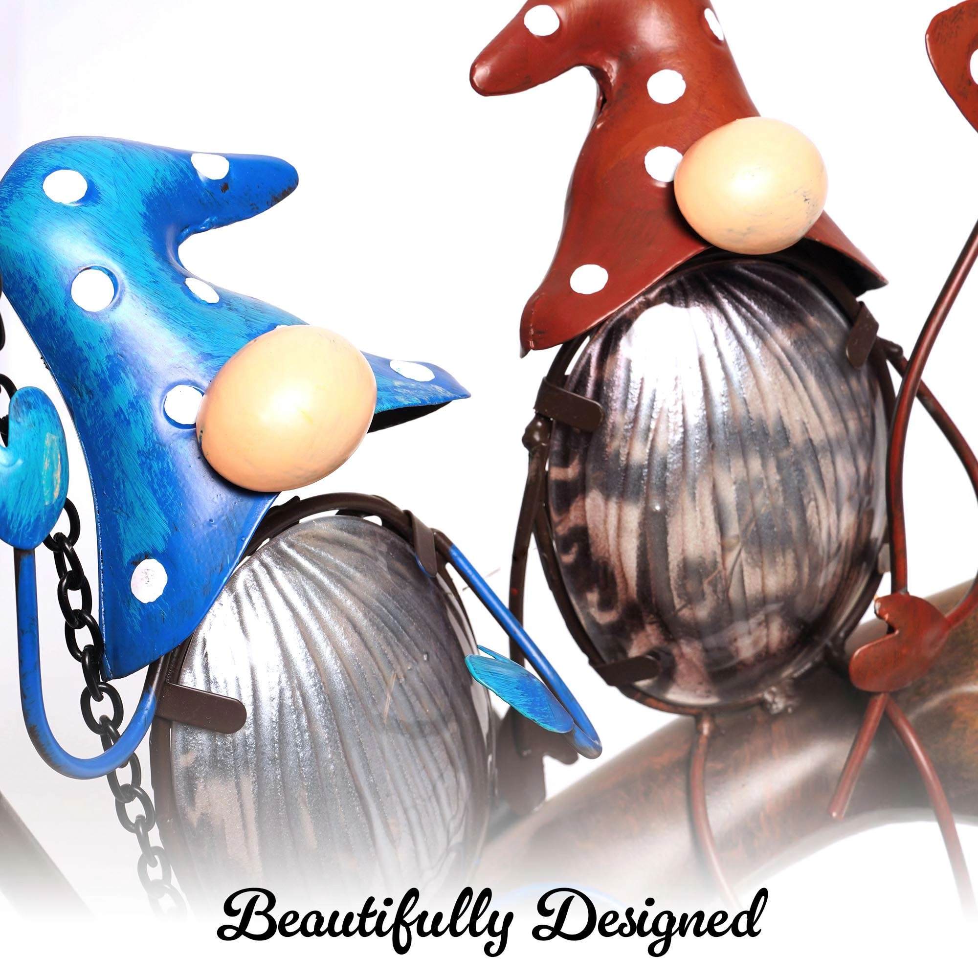 G128 Gnome Solar Garden Stake Light with Welcome Sign - Swinging Gnome Mushroom Yard Decor for Lawn Patio Porch