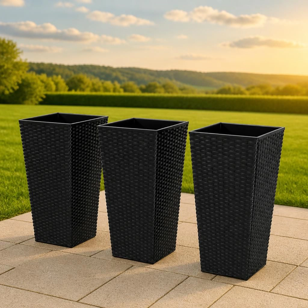 WOW PIONEER Tall Freestanding Garden Planter for Ornamental Flowers Herbs Vegetables Outdoor Set of 3