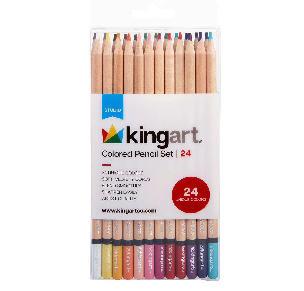 KINGART Studio Colored Pencils Set - Soft Wax Core - 24 Colors