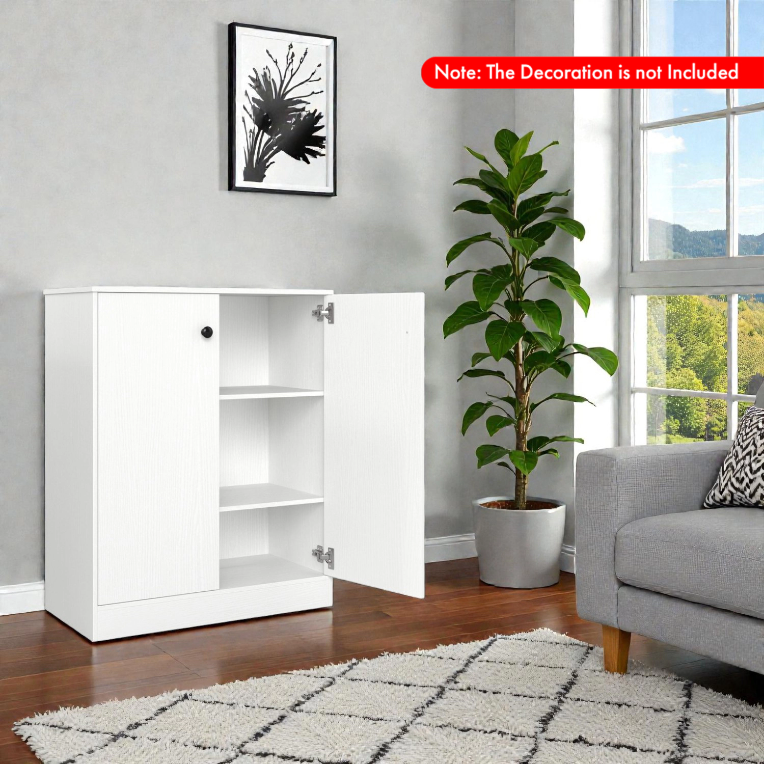 Hivvago 2-Door Storage Unit with Three-Level Shelves