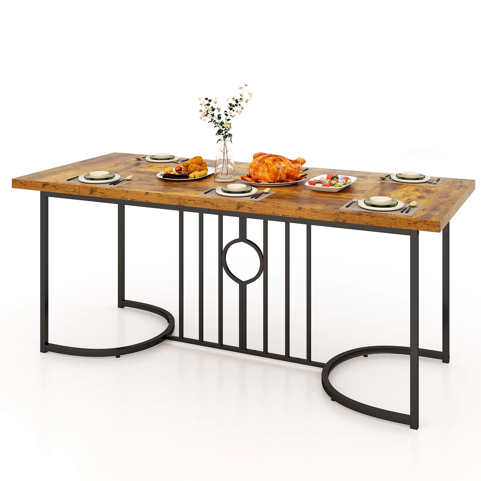 LJG 71 Inch Large Dining Table for 6-8 People Rectangular Wood Kitchen Table