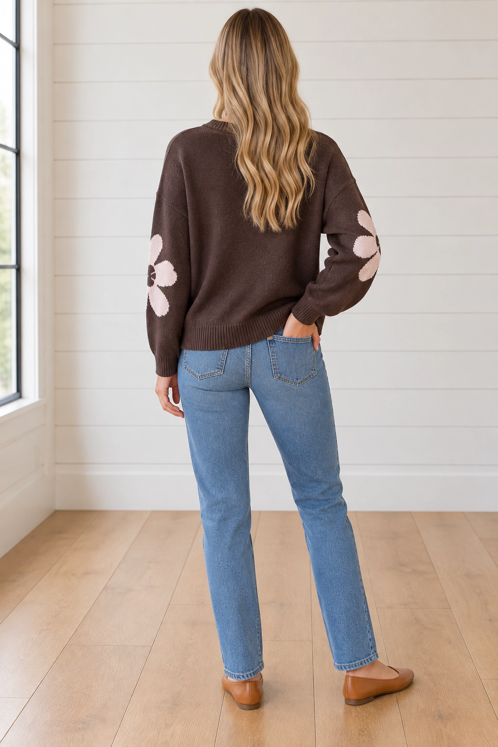 Threaded Pear Women's Ashlie Dropped Shoulder Casual Sweater