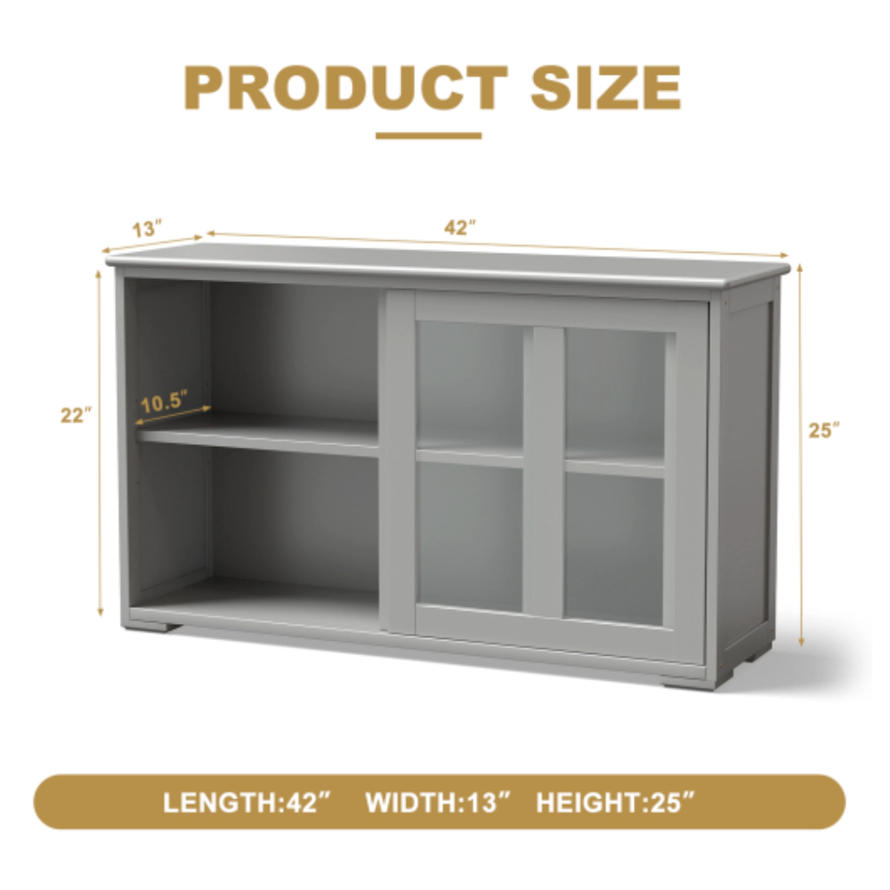 Hivvago Kitchen Storage Cabinet With Glass Sliding Door