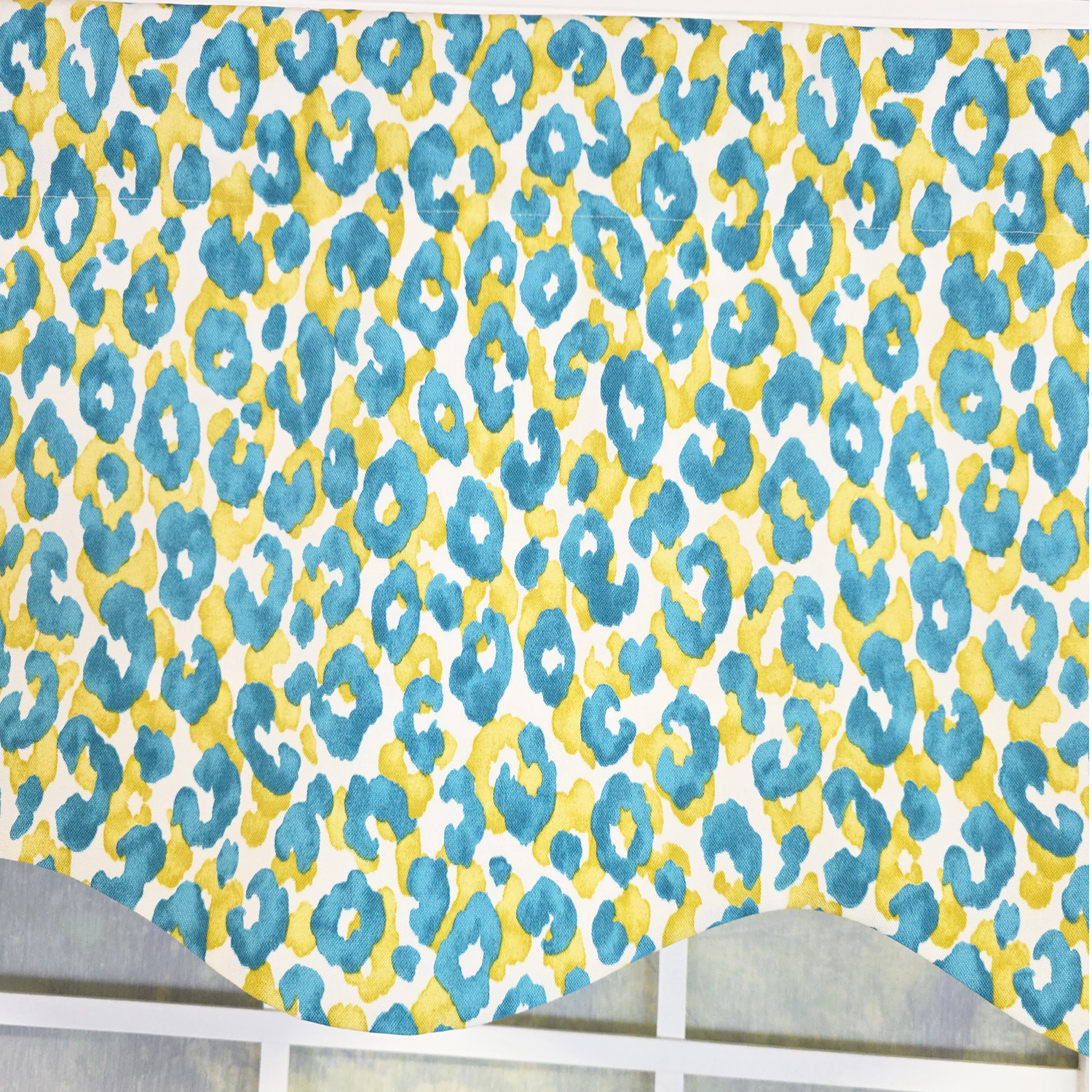 RLF Home 100% Cotton Marrakesh Provance  Fully lined Windows Rod Pocket Valance 50" x 15"  Green