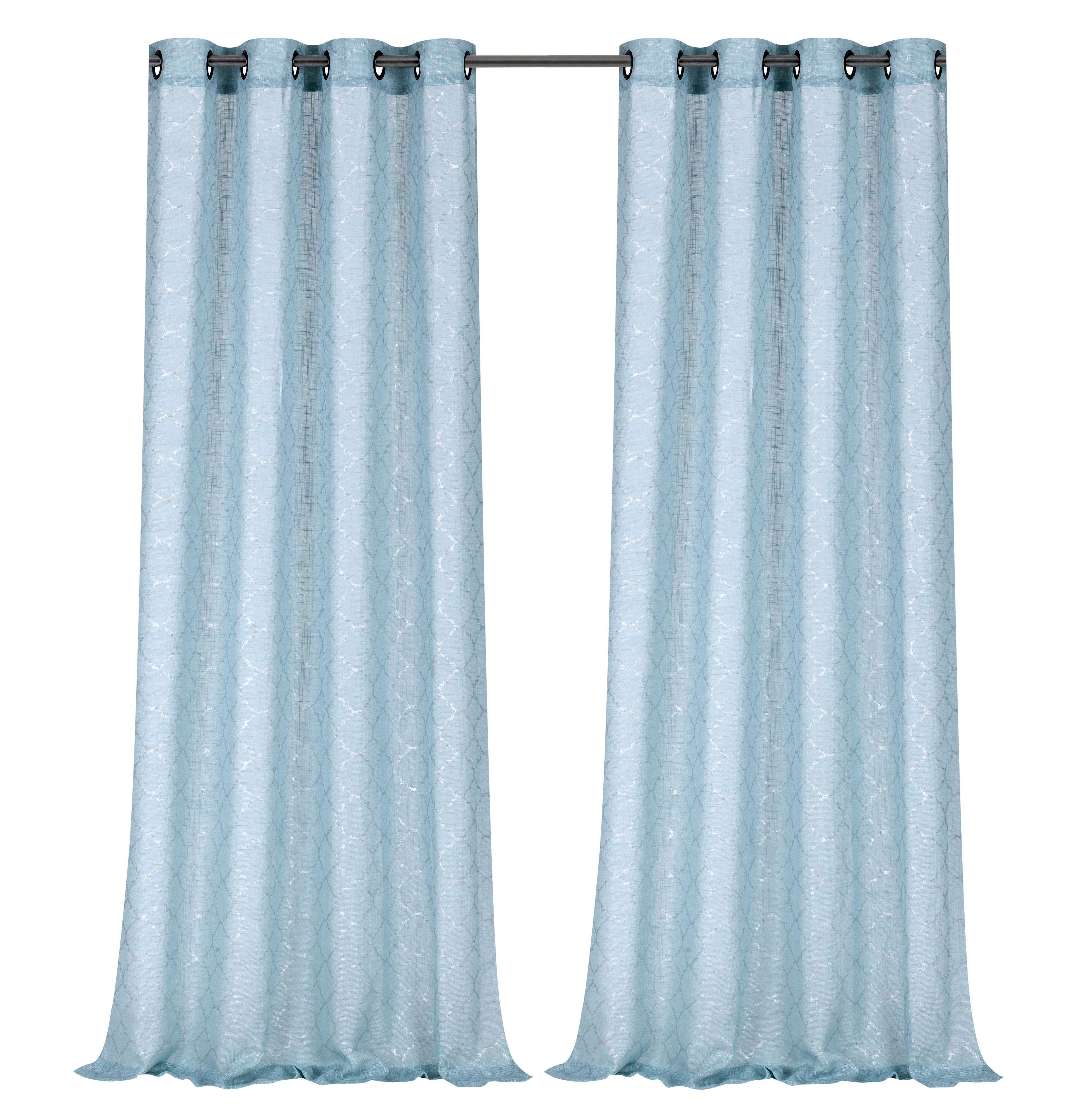 Kate Aurora Living 2 Pack Shabby Metallic Trellis Pastel Sheer Grommet Curtains