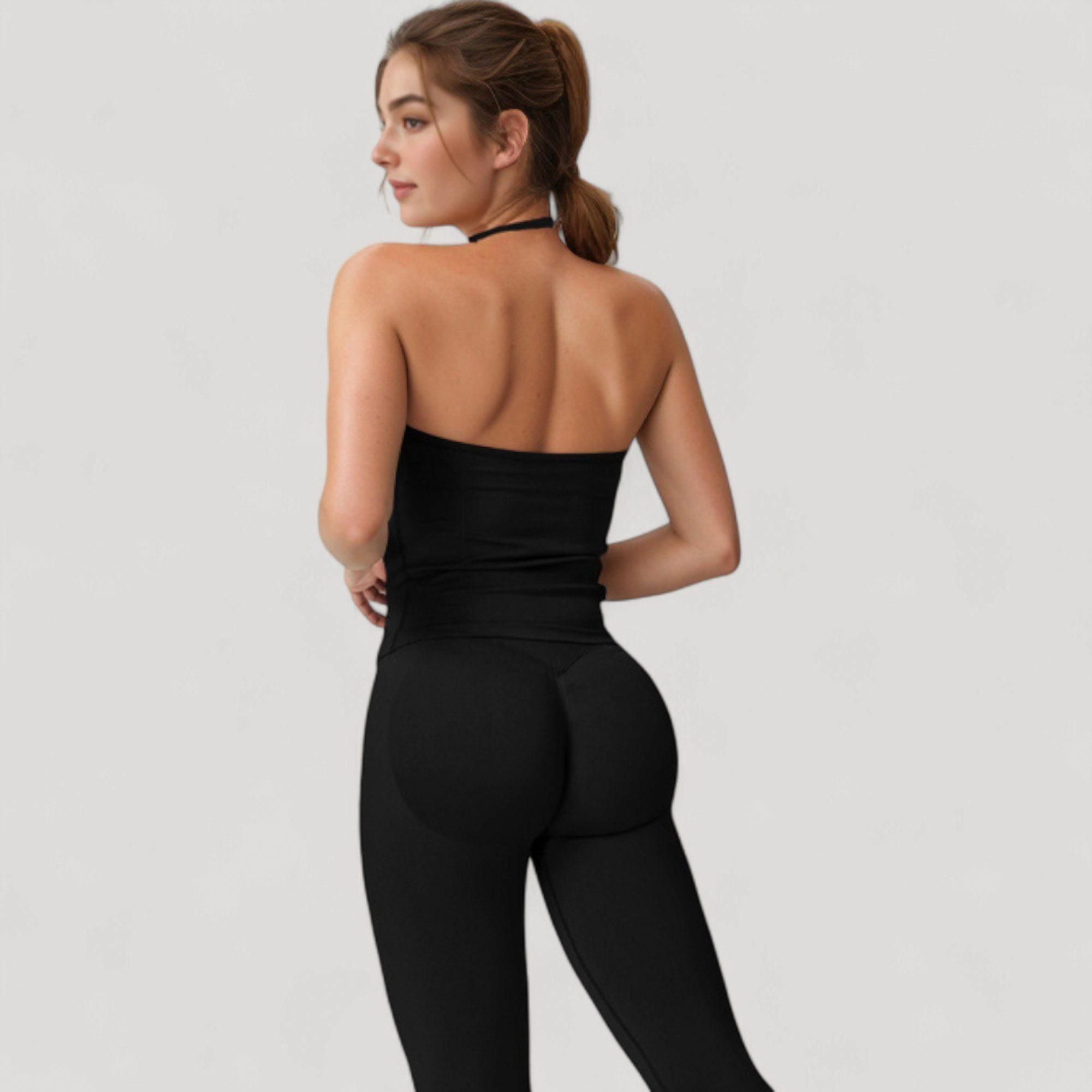 Anna-Kaci Women's Seamless Padded Cami Tank Top with Ruched Front Detail and Adjustable Halter Straps