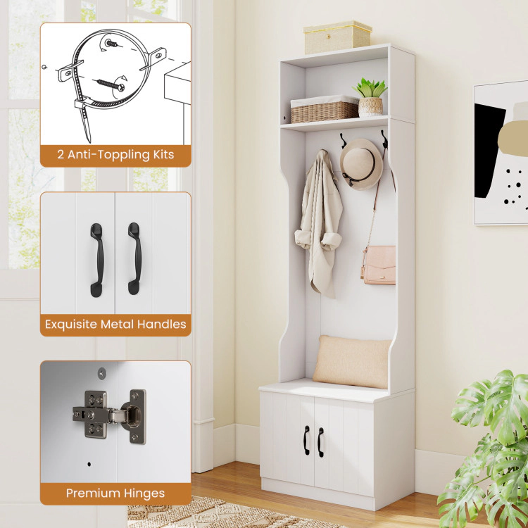 Hivvago 3-In-1 Hall Tree With Bench And Storage 23.5” Wide Mudroom Storage