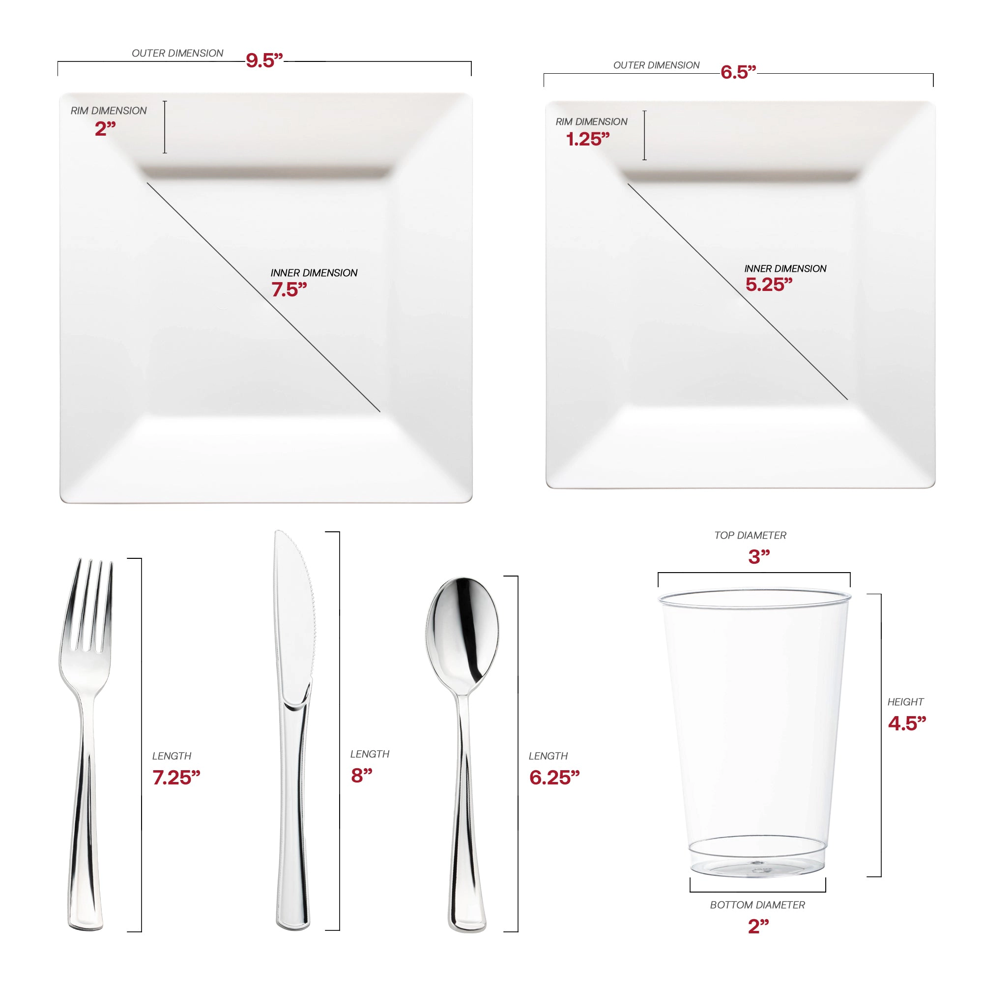 Smarty Had A Party White Square Plastic Wedding Value Set